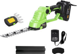 Outsunny 2-în-1 Foarfecă cu acumulator pentru gard viu, foarfecă electrică pentru gard viu & tufe cu lungime de tăiere 20/10 cm, încărcător | Aosom Romania (84H-742V90GN) Foarfeca gard viu