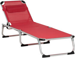 Outsunny șezlong pliabil de grădină cu pernă pentru cap, șezlong cu spătar reglabil în 4 trepte, pat de camping, suport până la 120 kg, pentru exterior/park/grădină, roșu | Aosom Romania (84B-592RD)