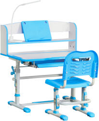 HOMCOM Birou Copii de 6-12 Ani Reglabile pe Înălțime și Blat Înclinabil 45°, 80x54, 5x82-104 cm, Albastru | Aosom Romania (312-060BU)