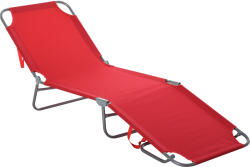 Outsunny Șezlong Pliabil cu Spătar Reglabil în 5 Poziții, Șezlong de Grădină cu Structură din Metal și Material Oxford, pentru Plajă, Piscină, Grădină, 187x55x24cm, Roșu | Aosom Romania (84B-129)