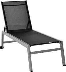 Outsunny Sezlong Pliabil pentru Plajă cu Burete în Textilene, Design Ergonomic, Ușor de Transportat, Negru și Argintiu | Aosom Romania (84B-340BK)