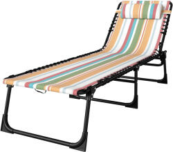 Outsunny Șezlong, Șezlong de grădină pliabil, Șezlong pliabil, Spătar în 4 trepte, Oțel, Material plasă, 189 x 58 x 30 cm, Multicolor | Aosom Romania (84B-206MX)