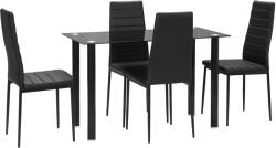 HomCom Set 5 piese set sufragerie masă cu 4 scaune, design modern, masă din sticlă, Negru | Aosom Romania (835-839V03BK)