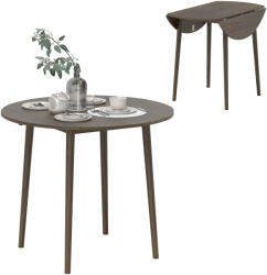 HomCom Masa de dining plianta 2 abatante, masa rotunda extensibila pentru 4 persoane, picioare din lemn Ø 89 x 73, 5 cm, gri | Aosom Romania (83A-111V80GY)