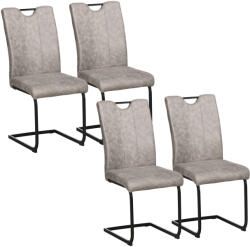 HomCom Set de 4 scaune de sufragerie cu acoperire din microfibră, picioare sanie din oțel și mânere 43 x 58, 5 x 96, 5 cm gri | Aosom Romania (835-565)