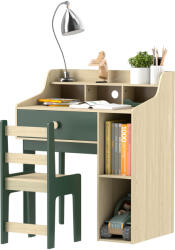 AIYAPLAY Set birou și scaun pentru copil cu rafturi de depozitare și sertar, mobilier pentru copii de la 3 la 10 ani, verde | Aosom Romania (312-126V80GN)