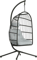Outsunny Scaun Suspendat Tip Ou, Leagăn pentru Exterior cu Suport și Centură de Siguranță, Negru/Gri Deschis | Aosom Romania (867-322V00LG)