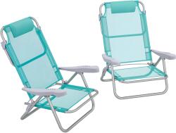 Outsunny Set 2 Scaune de Camping Pliabile cu Tetieră Căptușită și Spătar Reglabil în 6 Poziții, 62x65x80 cm, Albastru | Aosom Romania (A20-380V00NU)