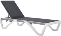 Outsunny Sezlong de Grădină cu Spătar Reglabil pe 5 Niveluri și Roți, Aluminiu și Textilena, Gri și Alb, 195x67.5x33 cm | Aosom Romania (84B-595GY)