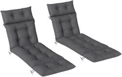 Outsunny Set de 2 perne pentru șezlong, pernă baie de soare groasă, confortabilă - 6 prinderi, 190 x 56 x 10 cm, gri închis | Aosom Romania (84G-686V00CG)