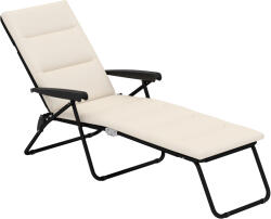 Outsunny Șezlong pliabil reglabil 6 poziții cu saltea + cotiere oțel/poliester 153 x 58, 5 x 89 cm crem | Aosom Romania (84B-578V00CW)