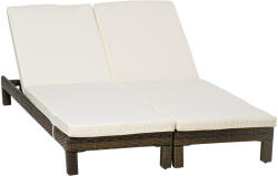 Outsunny Set de 2 Sezlonguri din Ratan PE cu Perna Capitonata, Sezlong pentru Gradina cu Spatar Rabatabil pe 5 Niveluri, 196x60x22cm | Aosom Romania (862-019V00BN)