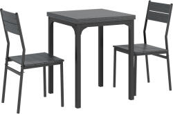 HomCom Set dining 3 piese, set masă, 1 masă, 2 scaune, MDF+metal, Gri | Aosom Romania (835-090V00GY)