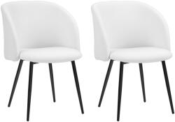 HomCom Set de 2 scaune de dining cu spătar din material textil cu efect de lână buclată picioroane din oțel 55 x 62 x 80 cm alb negru | Aosom Romania (83A-027V00WT)