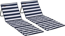Outsunny Set 2 Șezlonguri Pliabile cu Unghi Reglabil și Buzunar cu Fermoar, 142x51x40 cm, Albastru | Aosom Romania (84G-160V00WT)