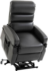 HOMCOM Fotoliu TV cu funcție de ridicare Fotoliu relax electric cu telecomandă, suport pentru picioare, funcție de reclinare, gri închis | Aosom Romania (713-206V90CG)