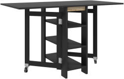 HomCom Masă pentru bucătărie masă de dining pliabilă detașabilă 3 etajere 2 blaturi rabatabile design modern 120 x 60 x 75 cm negru | Aosom Romania (83A-112V80BK)