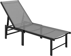 Outsunny Șezlong de grădină exterior șezlong reglabil 5 poziții șezut din textilenă gri | Aosom Romania (84G-596V00GY)