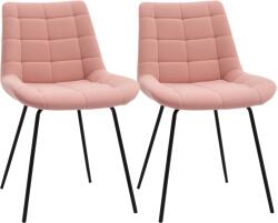 HomCom Set de 2 Scaune de Dining Scaune Accent Scaune de Bucatarie, Design Retro, Aspect de Catifea, 50 cm x 61 cm x 79 cm, Roz | Aosom Romania (835-878V00PK)