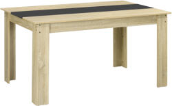 HomCom Masă de dining pentru 6 persoane din lemn aspect natur și negru, dim. 140L x 90l x 75H cm | Aosom Romania (83A-115V81AK)