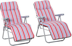 Outsunny Set de 2 șezlonguri pliabile cu pernă, șezlong de soare, spătar reglabil în 5 poziții, șezlong de grădină, set mobilier grădină, oțel, poliester, roșu, 60 x 75 x 65-102 cm | Aosom Romania (84B-571V70R