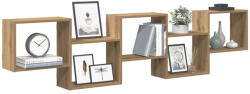 vidaXL Kézműves Tölgy Színű Szerelt Fa Fali Kockapolc 5 Rekeszes Színű