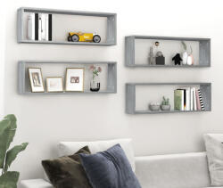 vidaXL 4 db Szürke Sonoma Színű Szerelt Fa Fali Kockapolc 80x15x26, 5cm