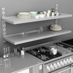 vidaXL Kétszintes Rozsdamentes Acél Falra Szerelhető Polc 150 x 30 cm