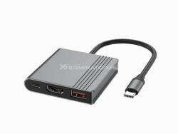 Gembird USB Type-C 3-in-1 multi-port adapter gri A-CM-COMBO3-05 (A-CM-COMBO3-05)
