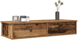 vidaXL Antik Fa Szerelt Fa Falipolc Fiókokkal 100 x 37, 5 x 19 cm