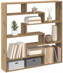 vidaXL Kézműves Tölgy Színű Szerelt Fa Fali Kockapolc 7 Rekeszes Színű