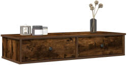 vidaXL Füstölt Tölgy Szerelt Fa Falipolc Fiókokkal 100 x 37, 5 x 19 cm