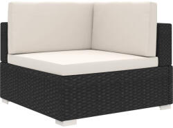 vidaXL 1 db Fekete Polirattan Moduláris Sarokfotel Párnákkal