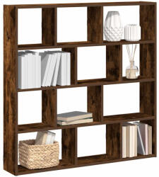 vidaXL Füstös Tölgy Színű Szerelt Fa Fali Kockapolc 12 Rekeszes Színű