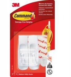 SILA Ragasztó kampók, Command, 2 db, Műanyag, Fehér