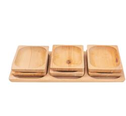 Z-tools EXT6171 7 db bükkfa négyzet alakú tálca, rekeszes, 50x24x2, 5cm (EXT6171)