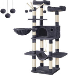 FEANDREA Macska kaparófa, macska házzal XXL, sötétszürke 50x50x164cm (PCT087G01)