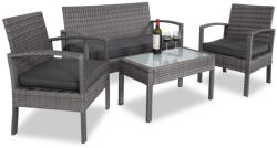 CASARIA Polyrattan kerti ülőgarnitúra, 4 részes, szürke/antracit (DE109992)