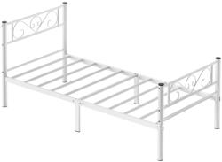 VASAGLE Egyszemélyes fém ágykeret, 90x190cm matrachoz, fehér (RMB061W01)
