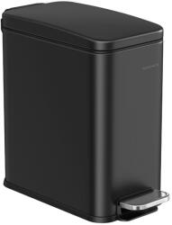 SONGMICS Fürdőszoba szemetes, 5L, fedéllel, pedálos, acél, fekete 25x25x30cm (LTB560B05)