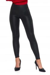 Moraj női harisnya, műbőr leggings, poliészter, magas derék, S INTL méret, rugalmas anyag, fekete