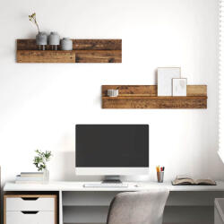 vidaXL Falpolcok Polcokkal 2 Pcs Régi Fa 80 x 11.5 x 18 cm Faanyag