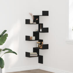 vidaXL Fekete Tömörfa Sarokpolc 45x45x147 cm Műanyagalapú