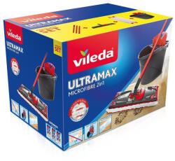 Vileda Ultramax Complete Set Felmosó Szett Felmosó és Vödör Mikroszálas és Koptatószálas 2 az 1-ben Mosóhuzat - Hatékony Felmosás minden Háztartásban