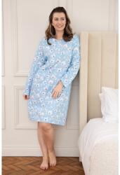 Camille Womens Organic Cotton Long Sleeve Nightdress - Lt Blue Floral