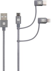 SKROSS Steel Line USB kábel, töltő, szinkron (microUSB, USB-C, lightning) 1.2m (3IN1CABLE-120-STEEL)