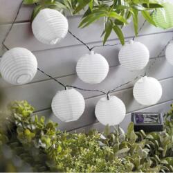ProGarden 10 db-os solar mini kínai lampion szett, fehér, kerek, 76 mm, meleg fehér LED (DX9300770)