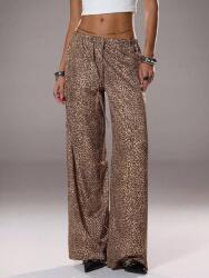 Shein Barna Hosszú Egyenes Szárú Nadrág Megkötős Derék Leopárdmintás Shein 40/42