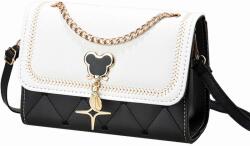 Dollcini Vízálló Női Műbőr Crossbody Táska - Lopásgátló Rekesszel - Fehér/fekete (430102)