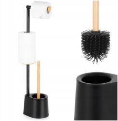 Vilde Wc-papír Tartó Állvány Vilde 66 CM Fekete Fém Bambusz Kefével (4900773040394)